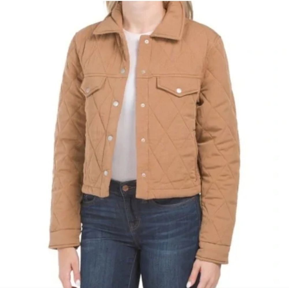 EUC Blank NYC Still Into You Tan Quilted Shirt Jacket, Sz M